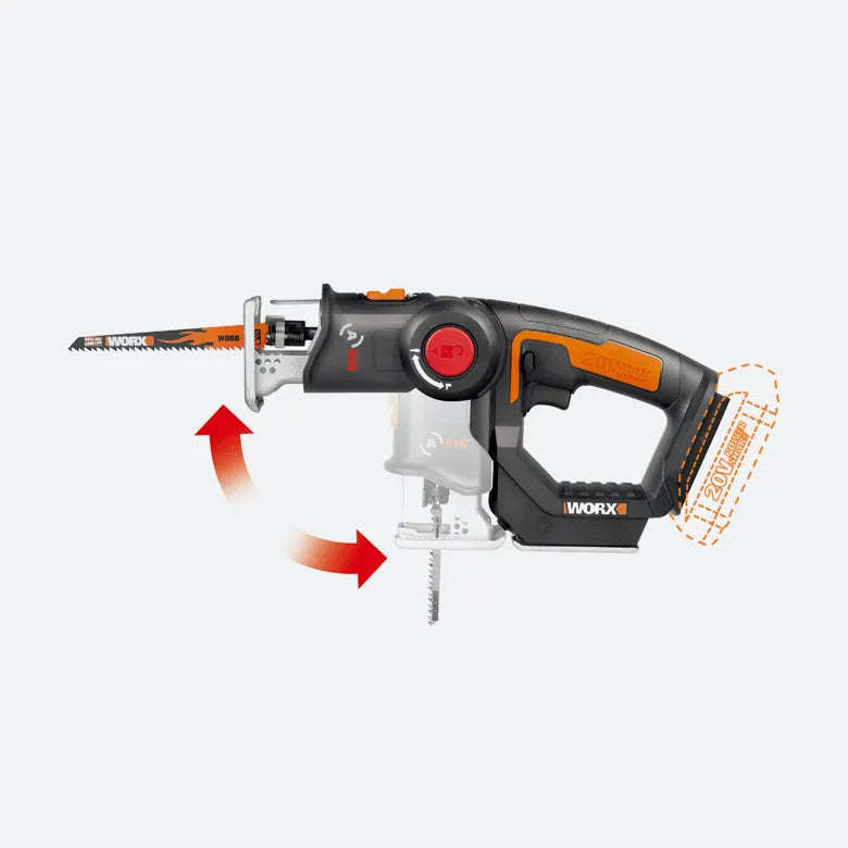 Worx 20V Multi-Purpose Jigsaw & Recip Saw - Tool Only - WX550.9