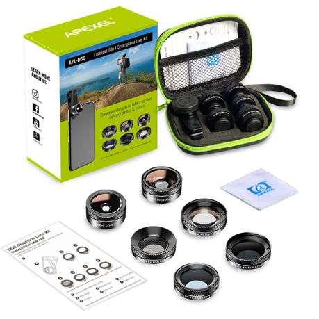 Apexel - Mobile Phone Clip-on 6-in-1 Camera Lens Kit