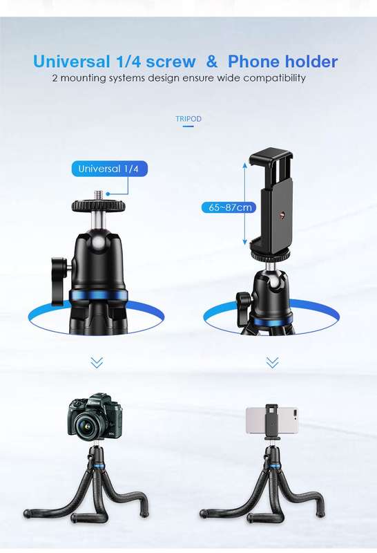 APEXEL flexible grabbing cell phone/camera tripod