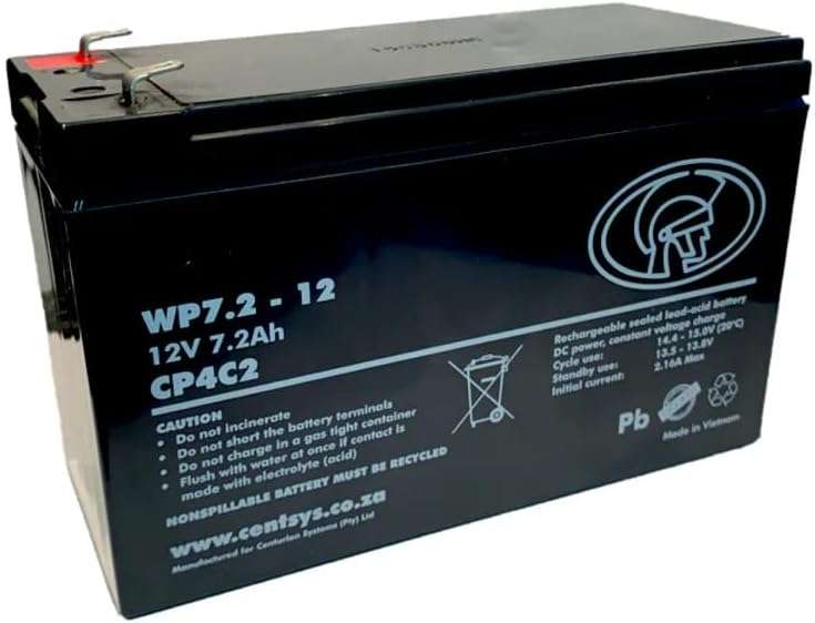 CENTURION RECHARGEABLE BATTERY - 12V 7.2AH