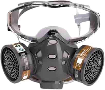 GAS MASK WITH SAFETY GOOGLES & DUST RESPIRATOR
