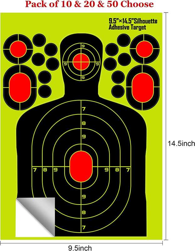 9.5x14.5" ADHESIVE HI-VIS TARGET SHEETS - 10's