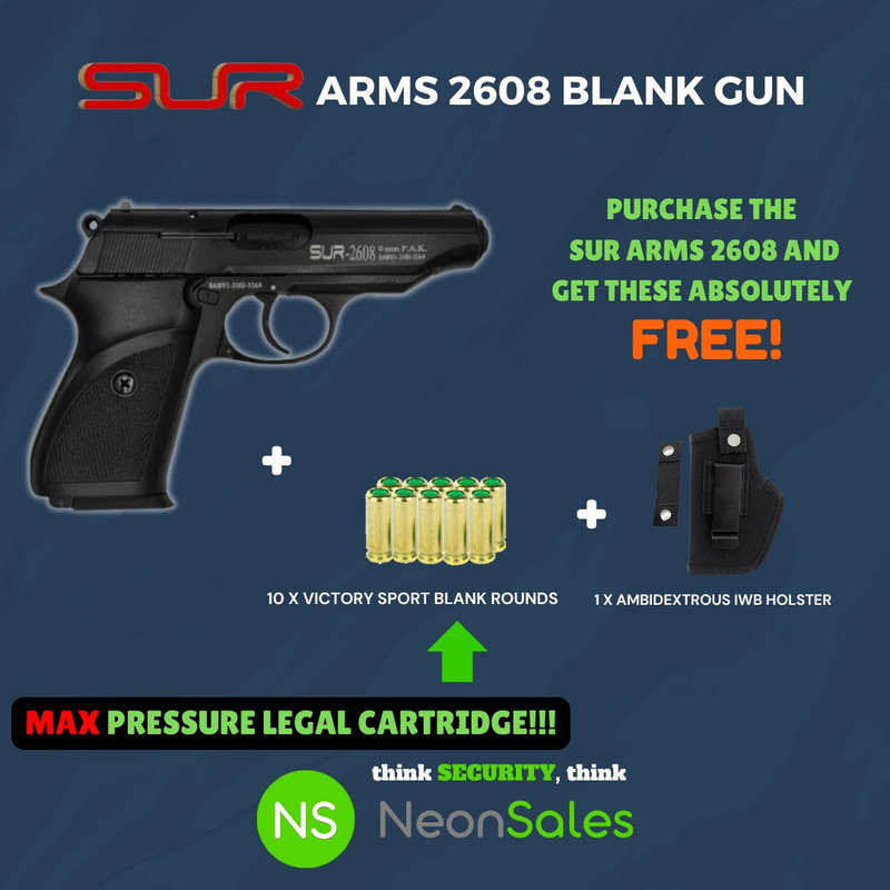 SUR ARMS 2608 + 10 BLANKS + HOLSTER