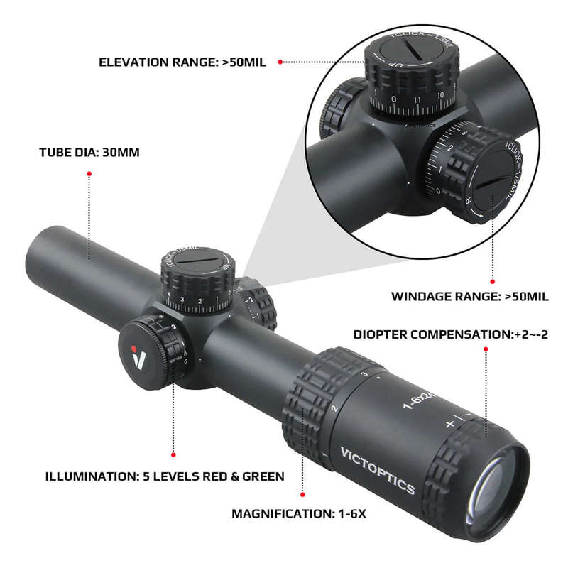 VECTOR OPTICS - S6 RIFLE SCOPE 1-6X24 SFP LPVO