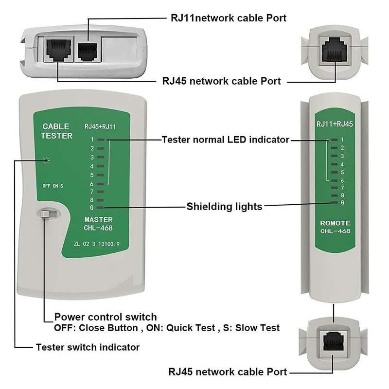 ANDOWL NETWORK CABLE TESTER, RJ11/RJ45 - Q314