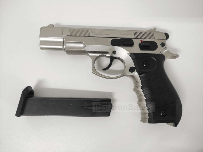BLOW C75 BLANK GUN - SATIN W/ BLACK GRIPS &