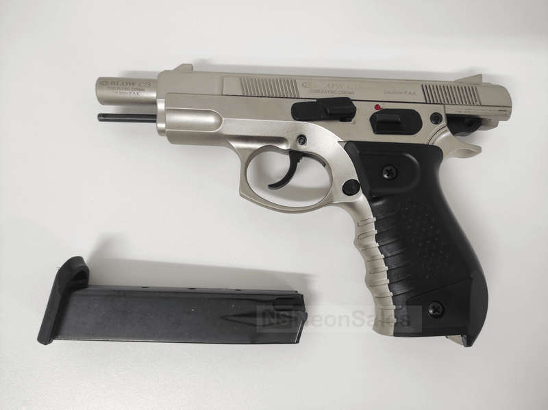 BLOW C75 BLANK GUN - SATIN W/ BLACK GRIPS &