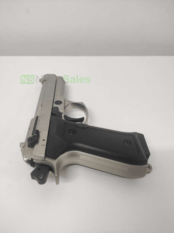BLOW F92 BLANK GUN - SATIN W/ BLACK GRIPS & TRIM