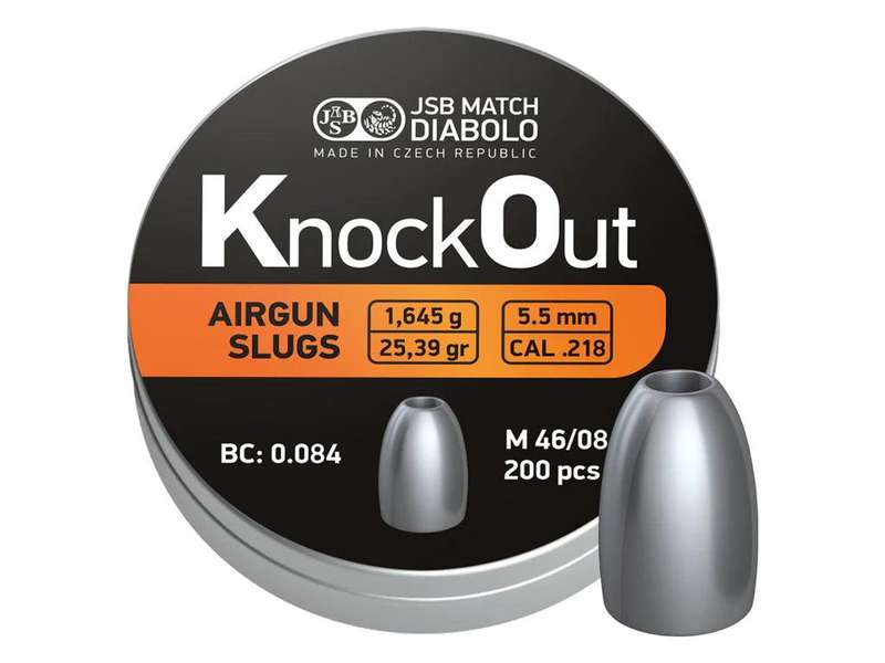 JSB KNOCKOUT (KO) SLUGS 25.39GR, .218 - 200's