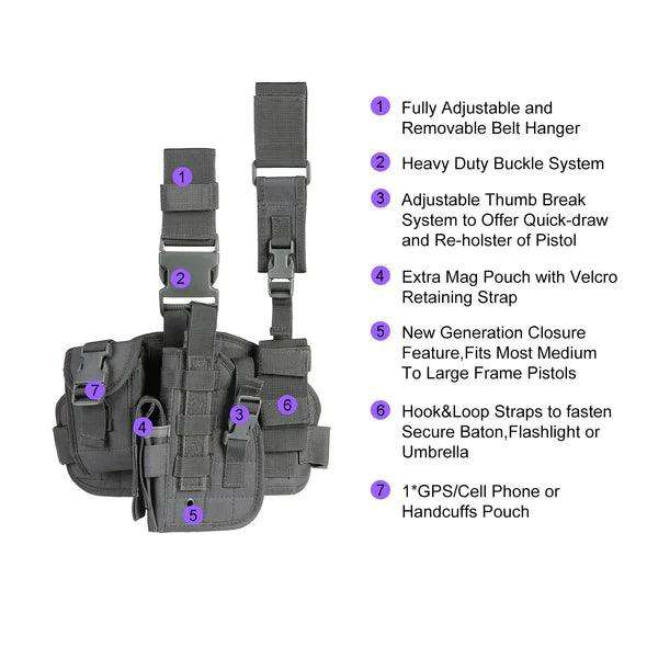 MOLLE DROPLEG PLATFORM W/ POUCHES - BLACK