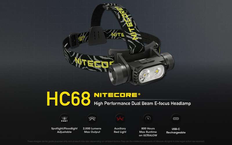 NITECORE HC68 DUAL BEAM E-FOCUS HEADLAMP