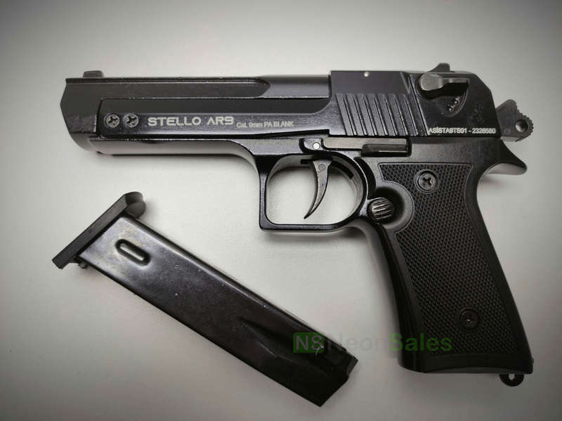 STELLO AR-9 BABY EAGLE+10 BLANKS+ HOLSTER+ TEARGAS