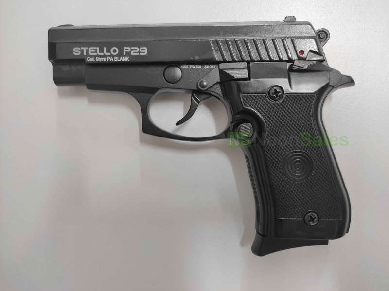 STELLO P29 BLANK GUN +10 BLANKS +HOLSTER + TEARGAS