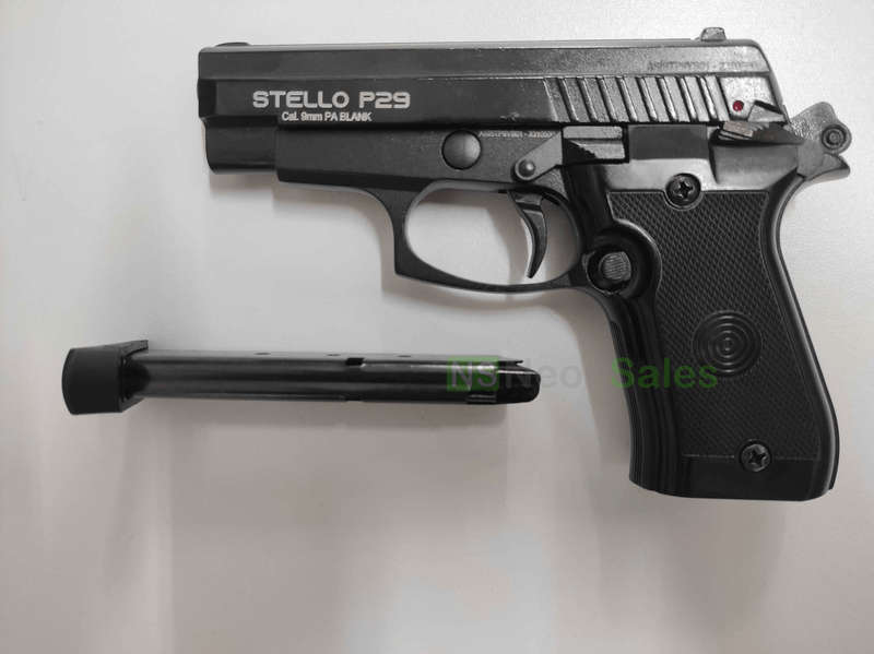 STELLO P29 BLANK GUN +10 BLANKS +HOLSTER + TEARGAS