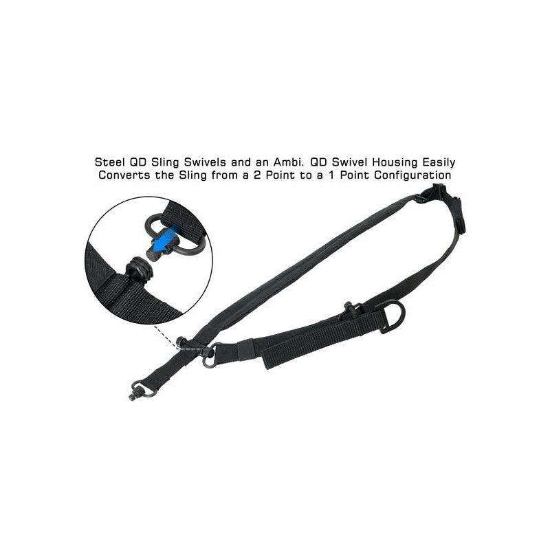 UTG® BOLLA® 2 TO 1 POINT CONVERSION QD SLING, BLK