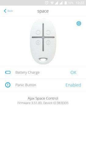 AJAX SPACE CONTROL JEWELLER KEY FOB - WHITE