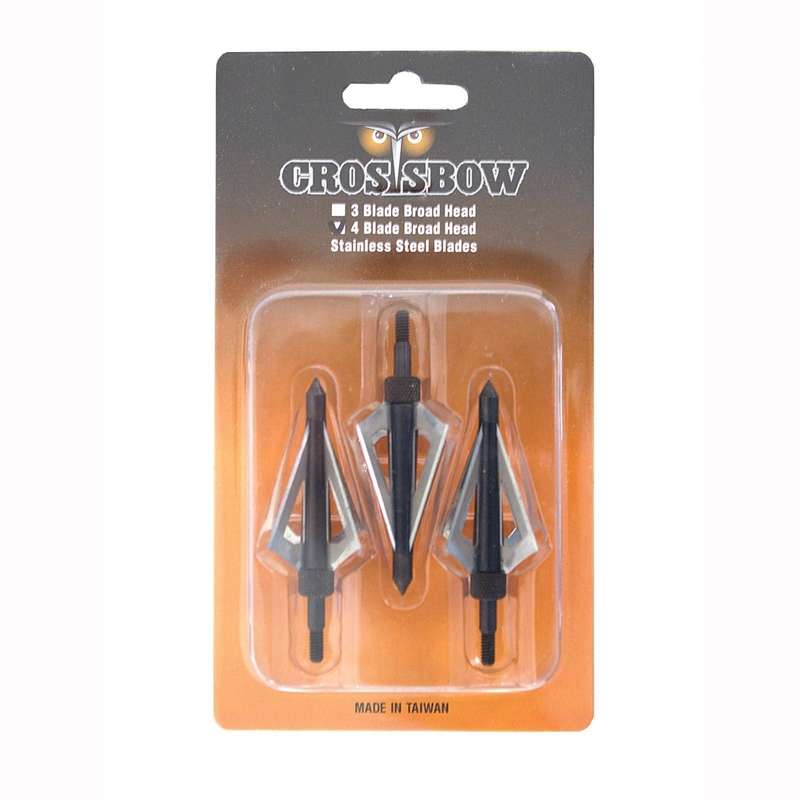 BROADHEAD 4 BLADE ARROW TIPS (3PACK)