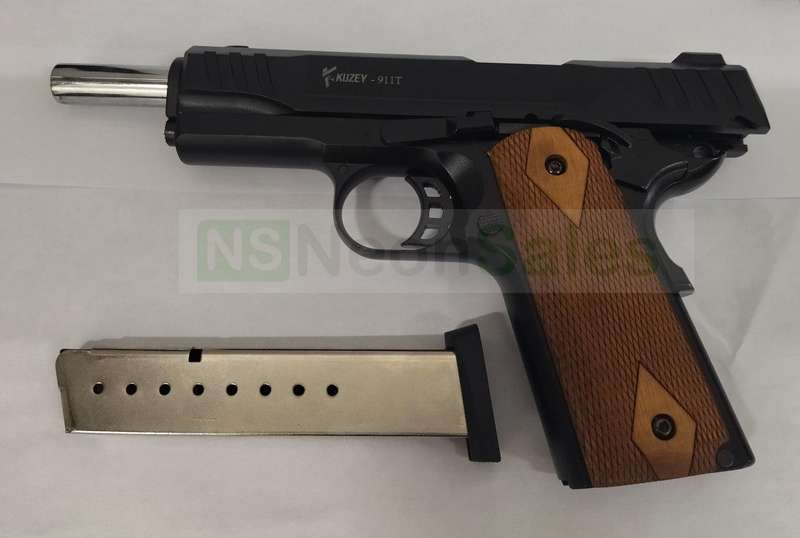 KUZEY 911-T BLANK GUN - ALL BLACK W/ WALNUT GRIPS