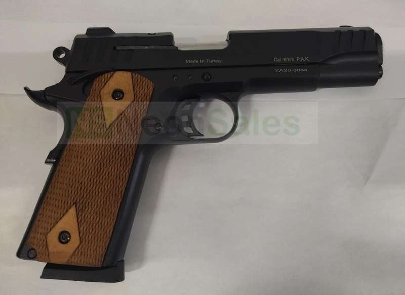 KUZEY 911-T BLANK GUN - ALL BLACK W/ WALNUT GRIPS