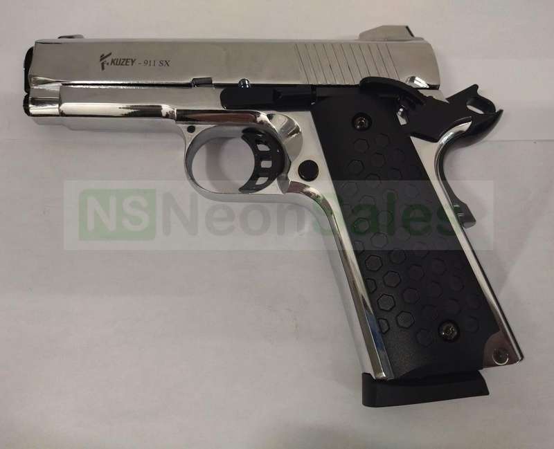 KUZEY 911SX #2 BLANK GUN - CHROME W/ BLACK TRIM