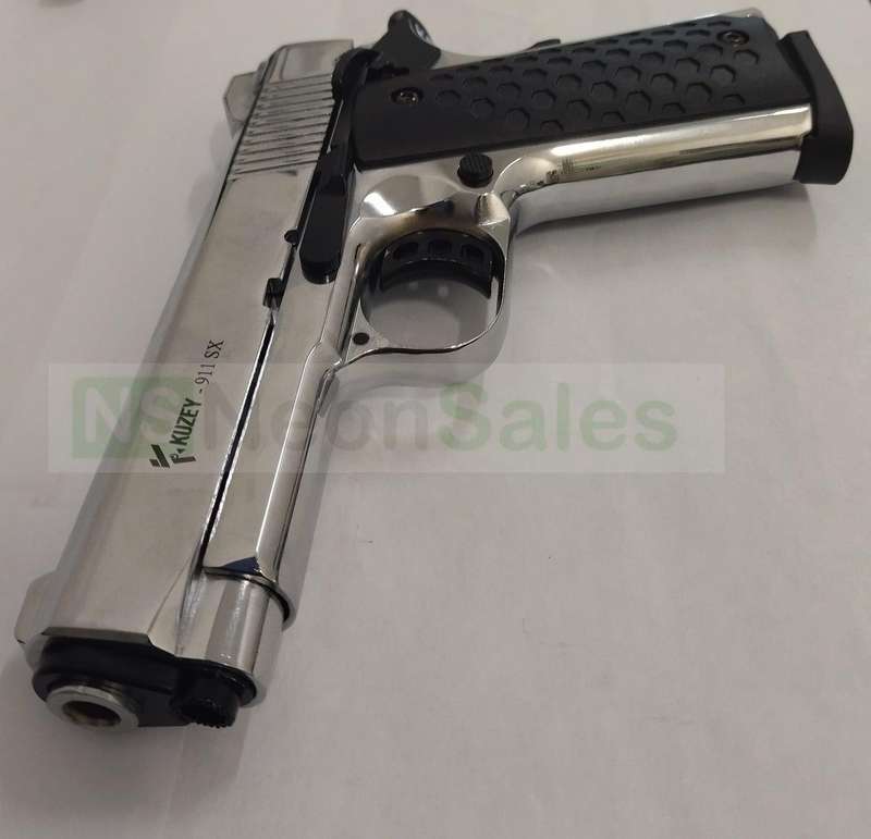 KUZEY 911SX #2 BLANK GUN - CHROME W/ BLACK TRIM