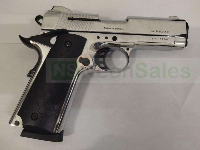 KUZEY 911SX #2 BLANK GUN - CHROME W/ BLACK TRIM