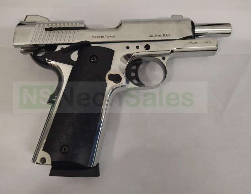 KUZEY 911SX #2 BLANK GUN - CHROME W/ BLACK TRIM