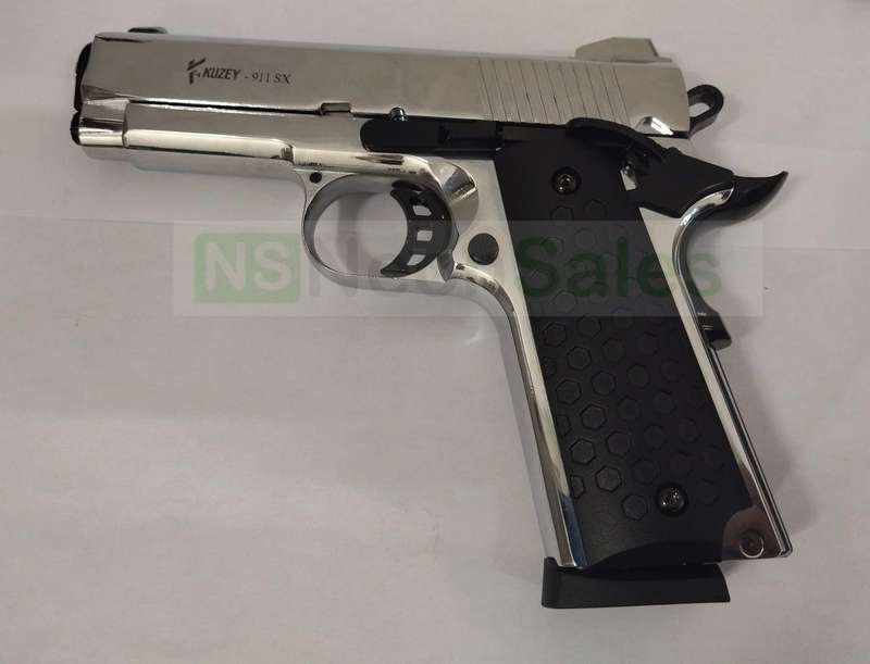 KUZEY 911SX #2 BLANK GUN - CHROME W/ BLACK TRIM
