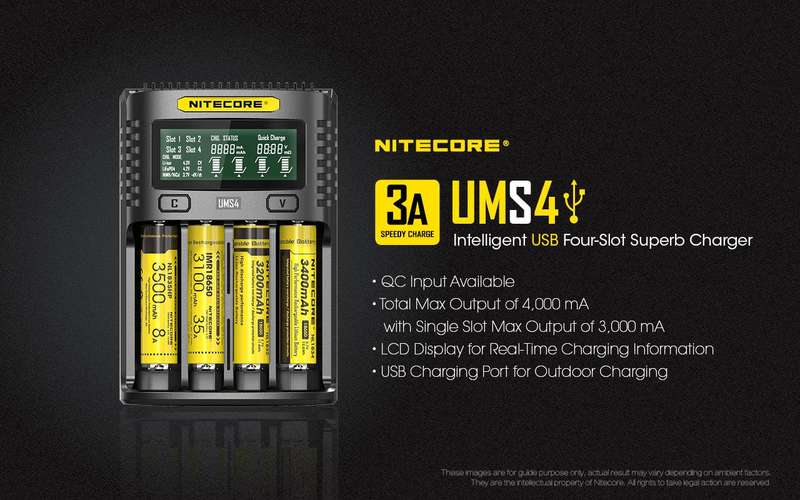 NITECORE UMS4  BATTERY CHARGER - 4 SLOT, MINI-USB