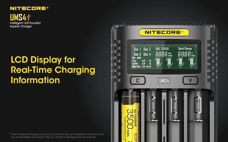 NITECORE UMS4  BATTERY CHARGER - 4 SLOT, MINI-USB