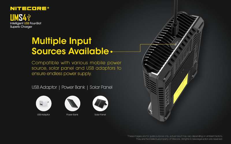 NITECORE UMS4  BATTERY CHARGER - 4 SLOT, MINI-USB