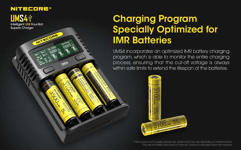 NITECORE UMS4  BATTERY CHARGER - 4 SLOT, MINI-USB