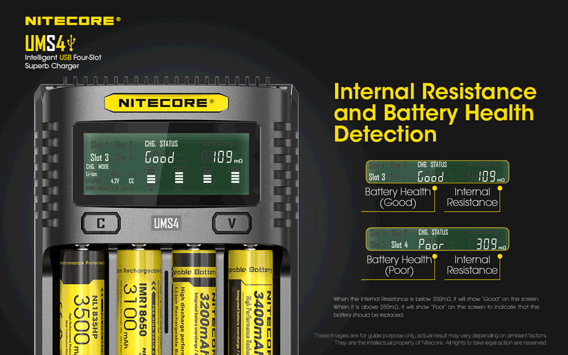 NITECORE UMS4  BATTERY CHARGER - 4 SLOT, MINI-USB