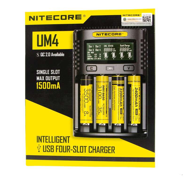 NITECORE UMS4  BATTERY CHARGER - 4 SLOT, MINI-USB