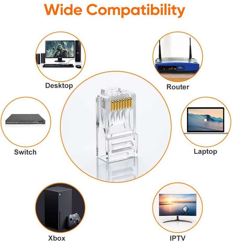 RJ45 CAT 5E CONNECTOR CRIMP JACK  1'S