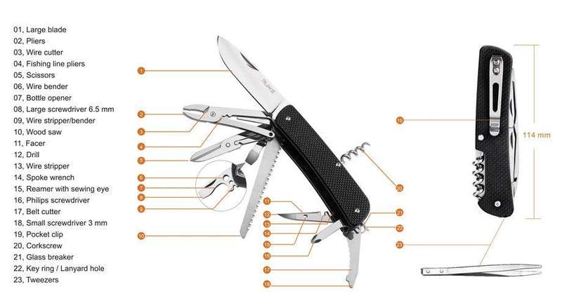RUIKE TREKKER LD-51 CRITERION MULTITOOL, 23 TOOLS