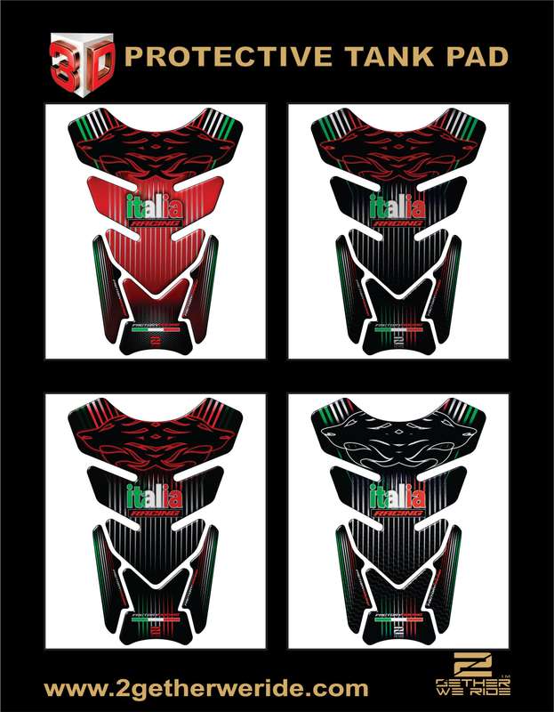 Aprilia Carbon Fibre Black and Red Motor Bike Tank Pad. Italia Racing Universal Fit  Motor Bike T...