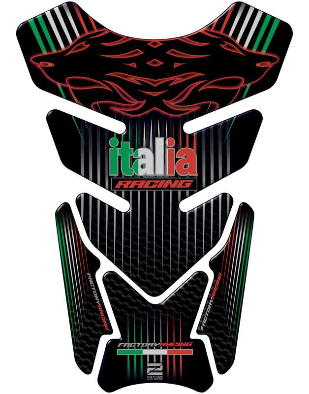Aprilia Carbon Fibre Black and Red Motor Bike Tank Pad. Italia Racing Universal Fit  Motor Bike T...