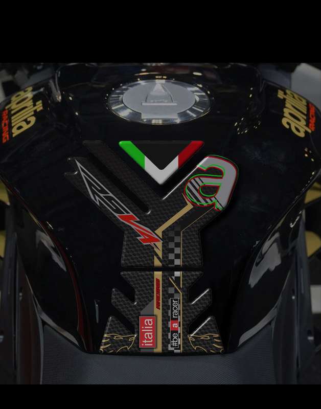Aprilia RSV4 Black and Gold Carbon Fibre  Motor Bike Tank Pad 2021 -2023