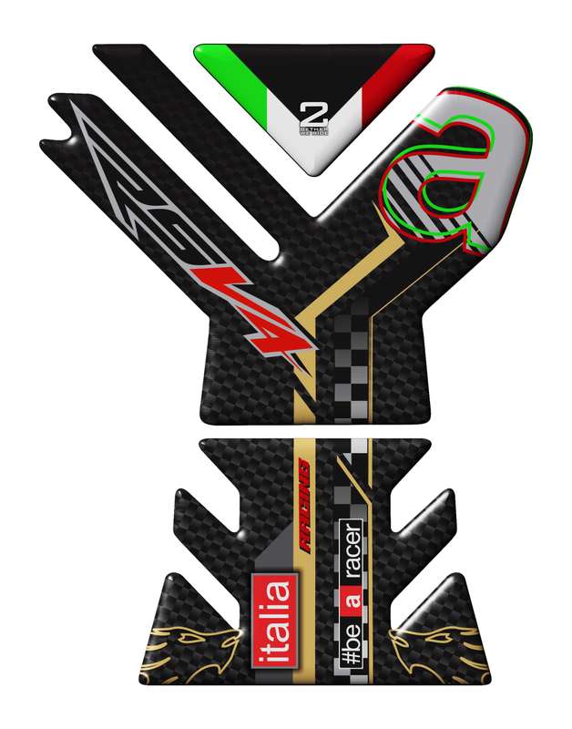 Aprilia RSV4 Black and Gold Carbon Fibre  Motor Bike Tank Pad 2021 -2023