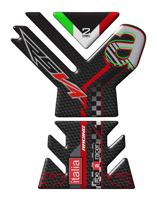 Aprilia RSV4 Red and Carbon Black Motor Bike Tank Pad Protector. 2021 -2023