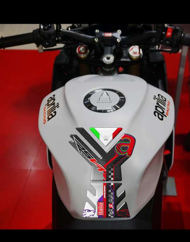Aprilia RSV4 White and Black Carbon Fibre Motor Bike Tank Pad 2021 -2023