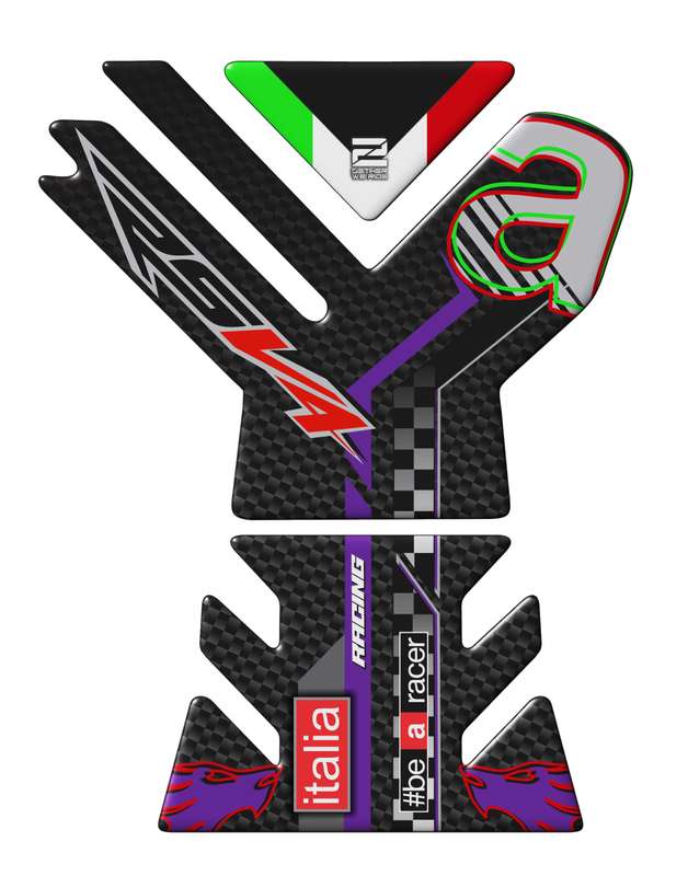 Aprilia Tuono Motor Bike Tank Pad. V4 2023 Purple and Black Carbon Fibre .  # be a Racer Tank Pad...