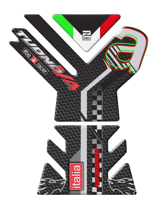 Aprilia Tuono V4 2023 Black Carbon Fibre Motor Bike Tank Pad.   # be a Racer Tank Pad Protector.