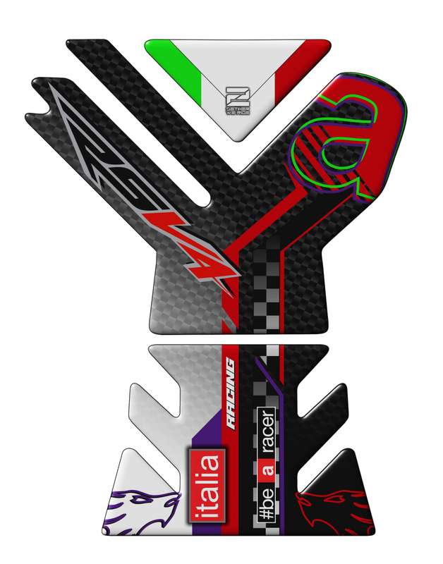 Aprilia Tuono V4 2023 White and Black Carbon Fibre Motor Bike Tank Pad.   # be a Racer Tank Pad P...