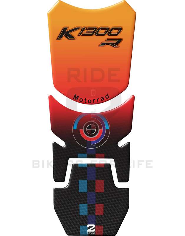 BMW K 1300 R Orange and Black Motor Bike Tank Pad Protector. Standard Fit
