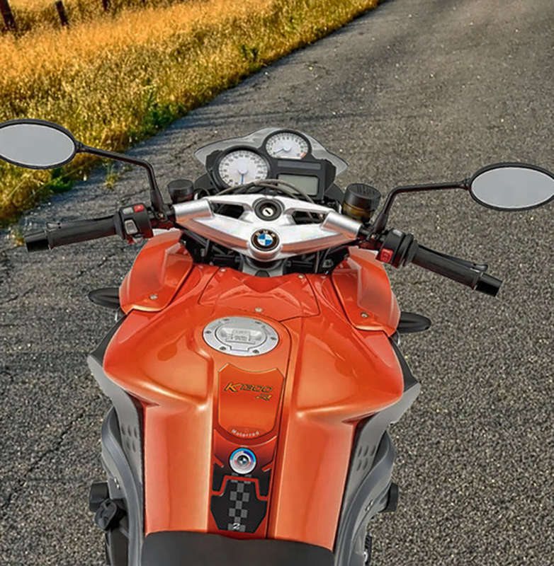 BMW K 1300 R Orange and Black Motor Bike Tank Pad Protector. Standard Fit