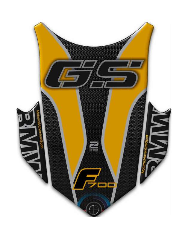 BMW F 700 GS Motor Bike Tank Pad . BMW F 700 Yellow and Black Motor Bike Tank Pad / Protector.
