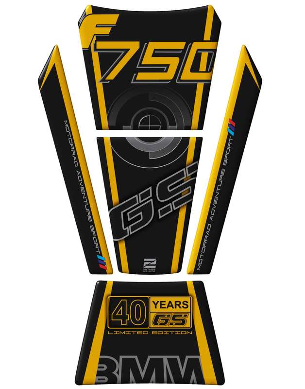 BMW F 750 GS Yellow and Black Motor Bike Tank Pad / Protector
