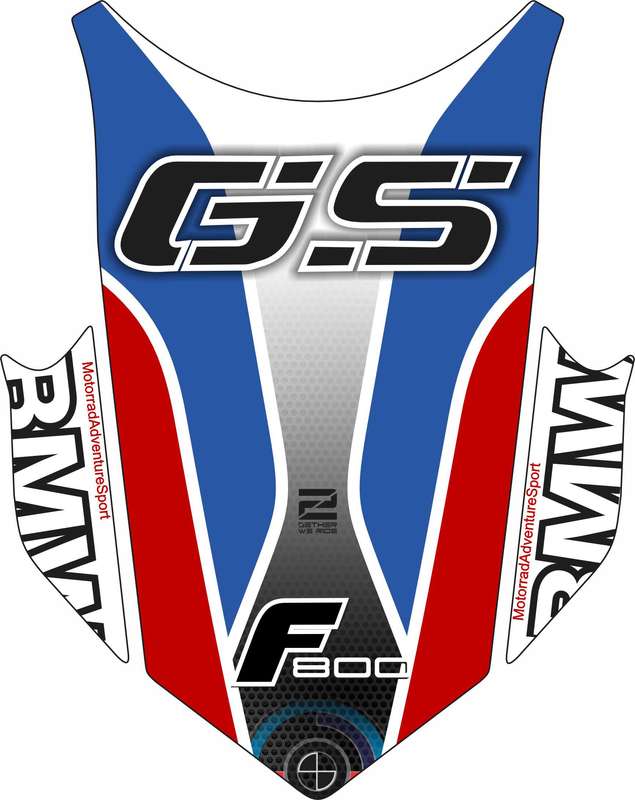 BMW F 800 GS Red, White and Blue Motor Bike Tank Pad / Protector 2013 - 2017